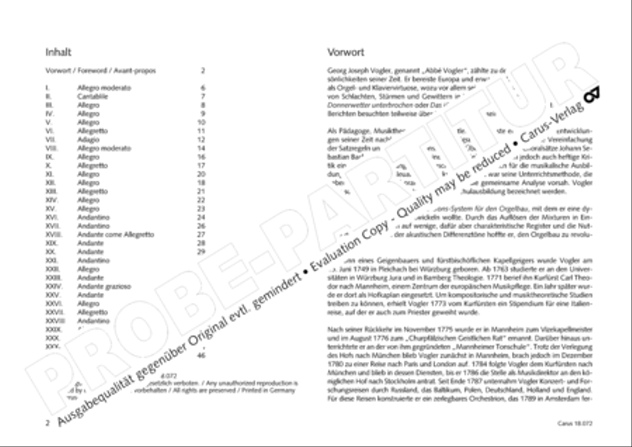 Vogler, 32 Preludes pour l' Orgue ou Pianoforte Piano scores gallery preview page 3