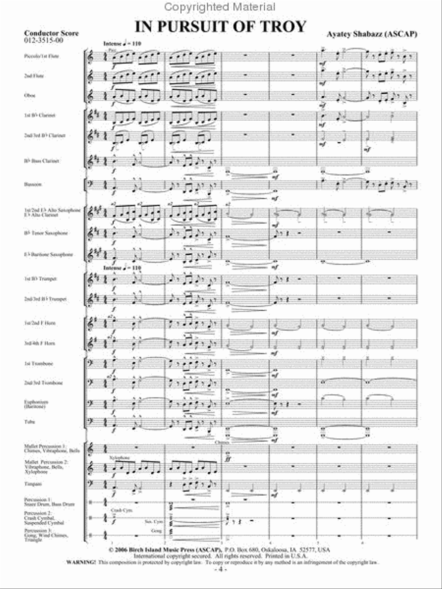 In Pursuit of Troy Concert Band - Sheet Music page 2