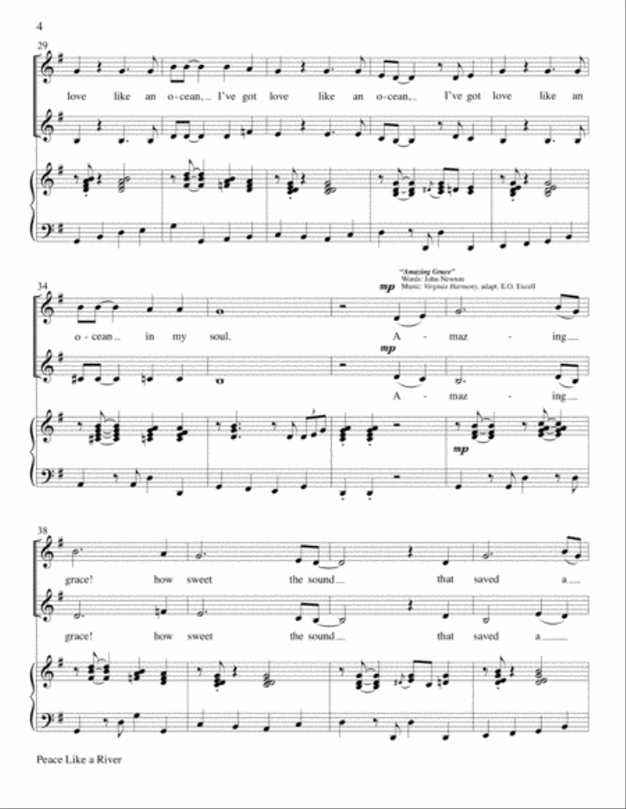 Peace Like A River with Amazing Grace Choir scores gallery preview page 4