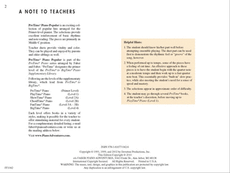 PreTime Piano Popular Piano Method scores gallery preview page 2
