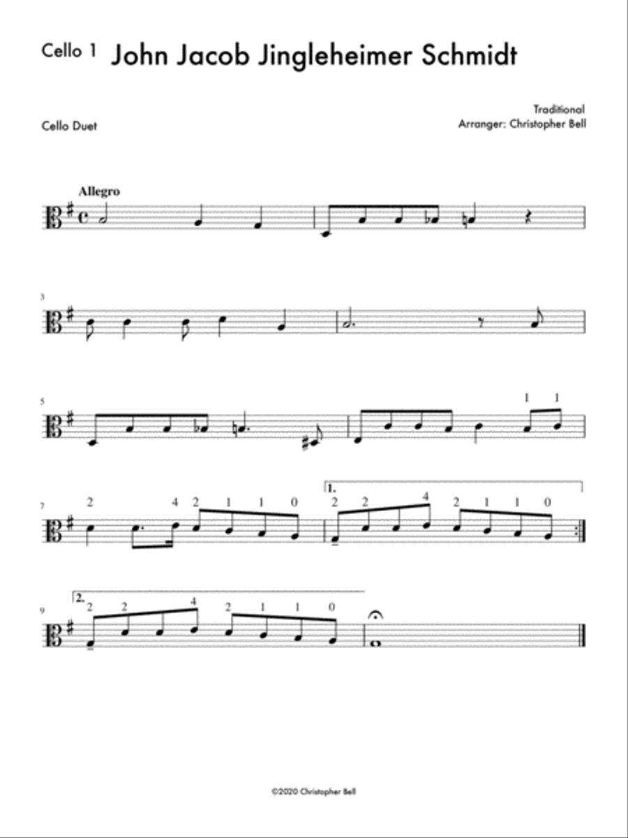 John Jacob Jingleheimer Schmidt (Easy Cello Duet) String Duet scores gallery preview page 2