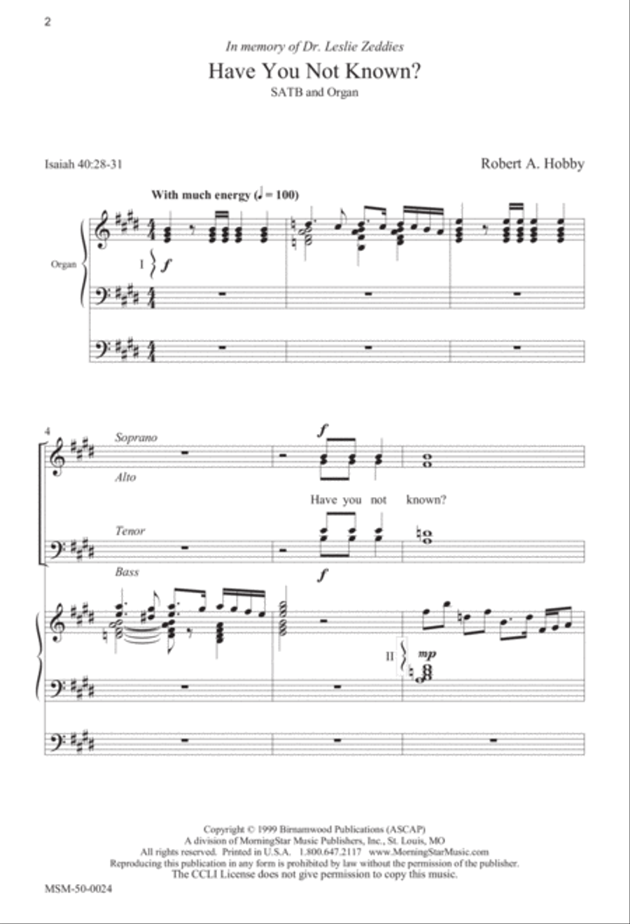 Have You Not Known? 4-Part scores gallery preview page 1
