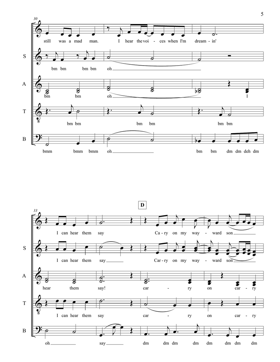 Carry On Wayward Son 4-Part scores gallery preview page 5