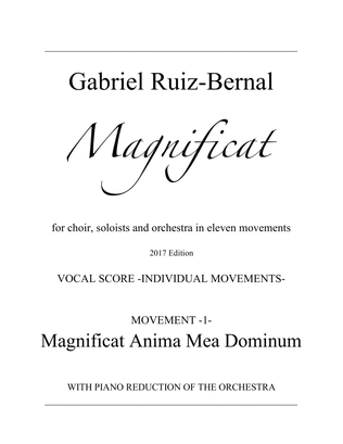 Book cover for MAGNIFICAT. Mov. 1. "Magnificat Anima Mea". Soprano and Choir with piano (orchestra reduction)