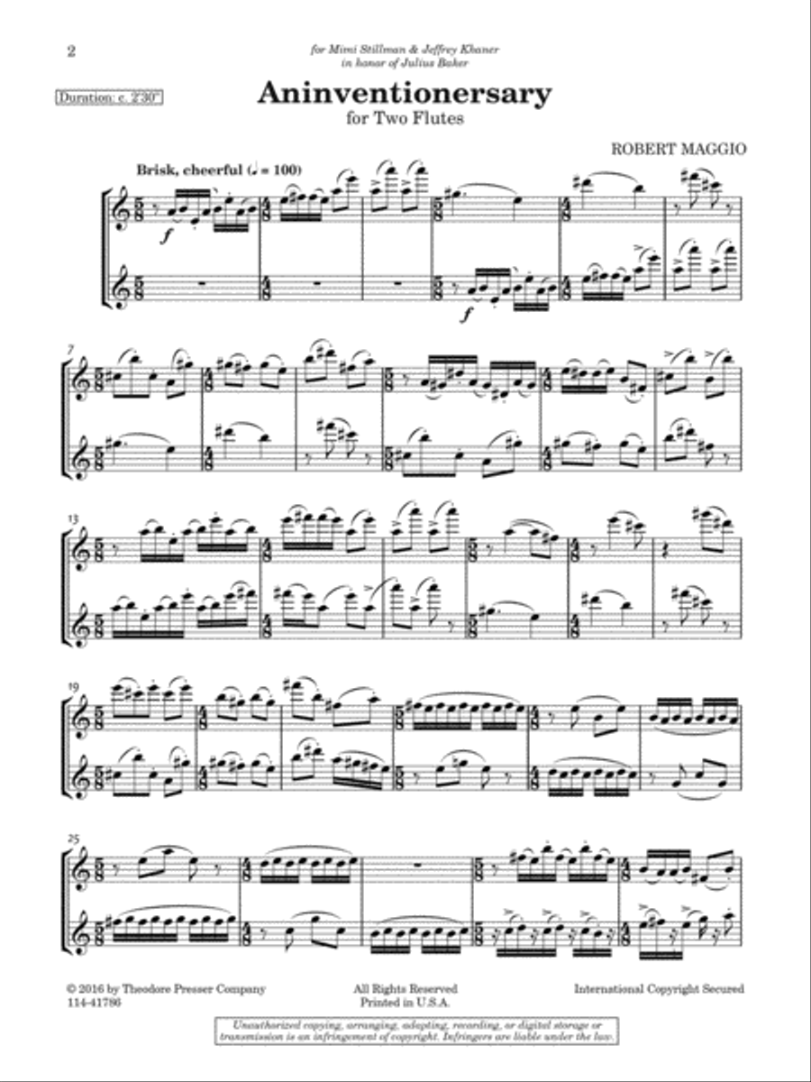Aninventionersary Flute Duet scores gallery preview page 2