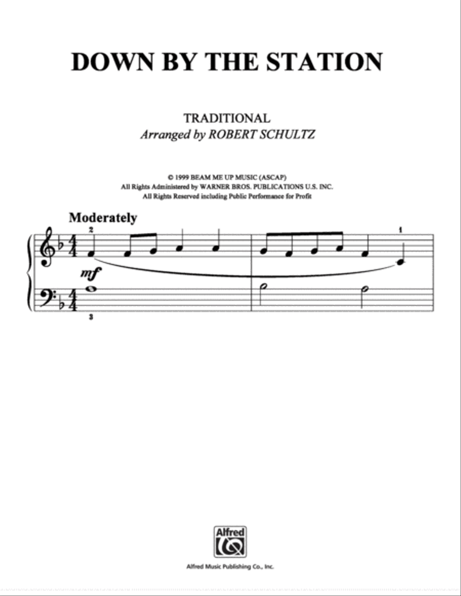 Down By the Station Down By the Station Easy Piano scores gallery preview page 1