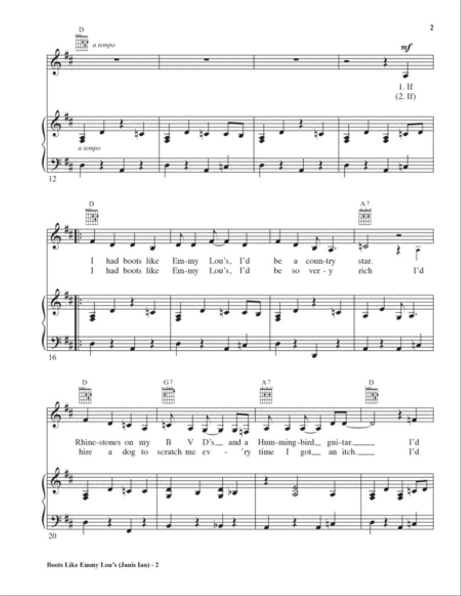 Boots Like Emmy Lou's Piano, Vocal, Guitar scores gallery preview page 2