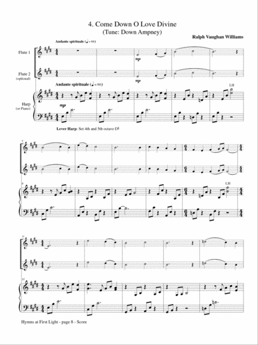 Hymns at First Light for Flute(s) and Harp Flute scores gallery preview page 3