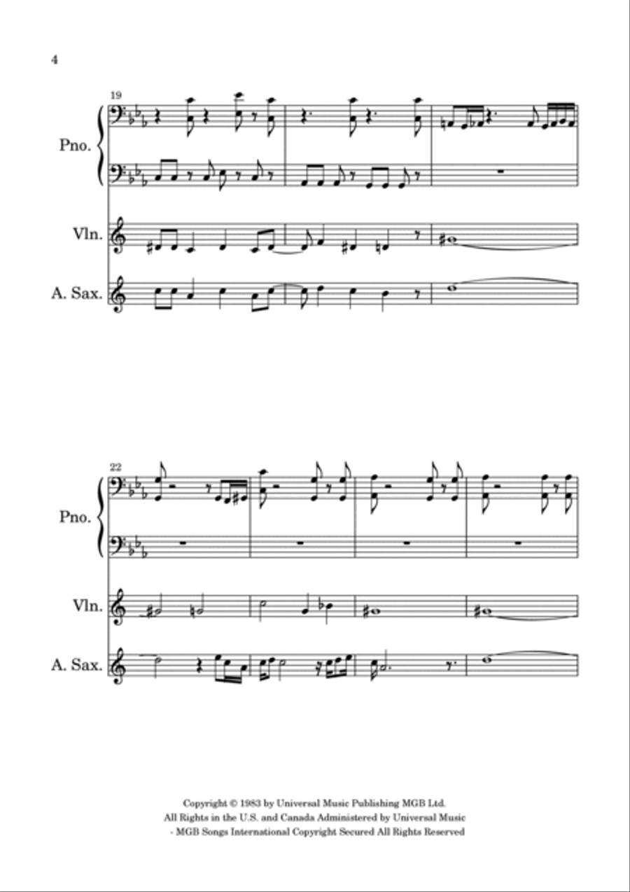 Sweet Dreams (are Made Of This) Alto Saxophone scores gallery preview page 4