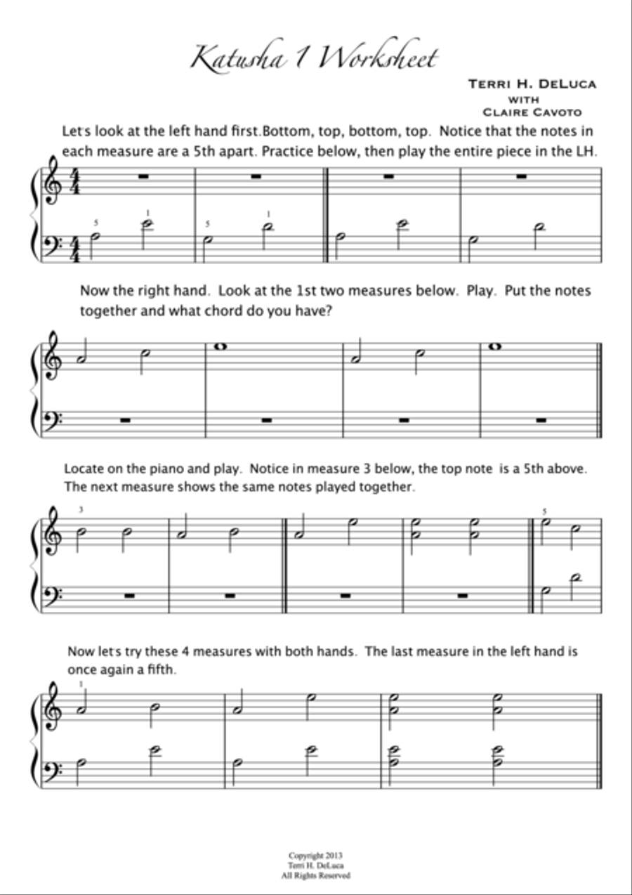 Katusha 1,2,3,4 Piano Method scores gallery preview page 1