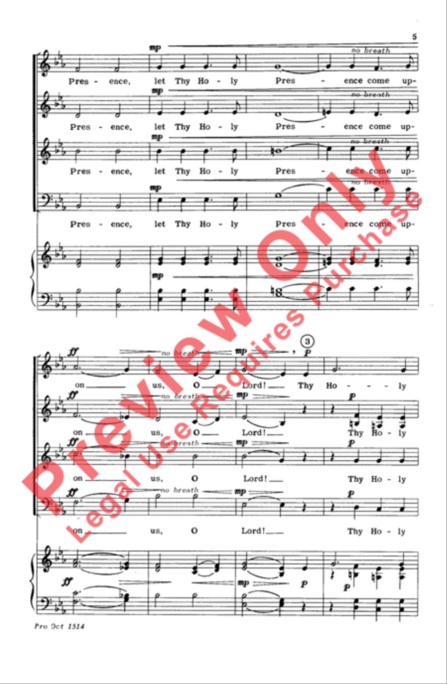 Let Thy Holy Presence 4-Part scores gallery preview page 5