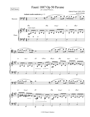Fauré 1887 Op 50 Pavane Bassoon Solo