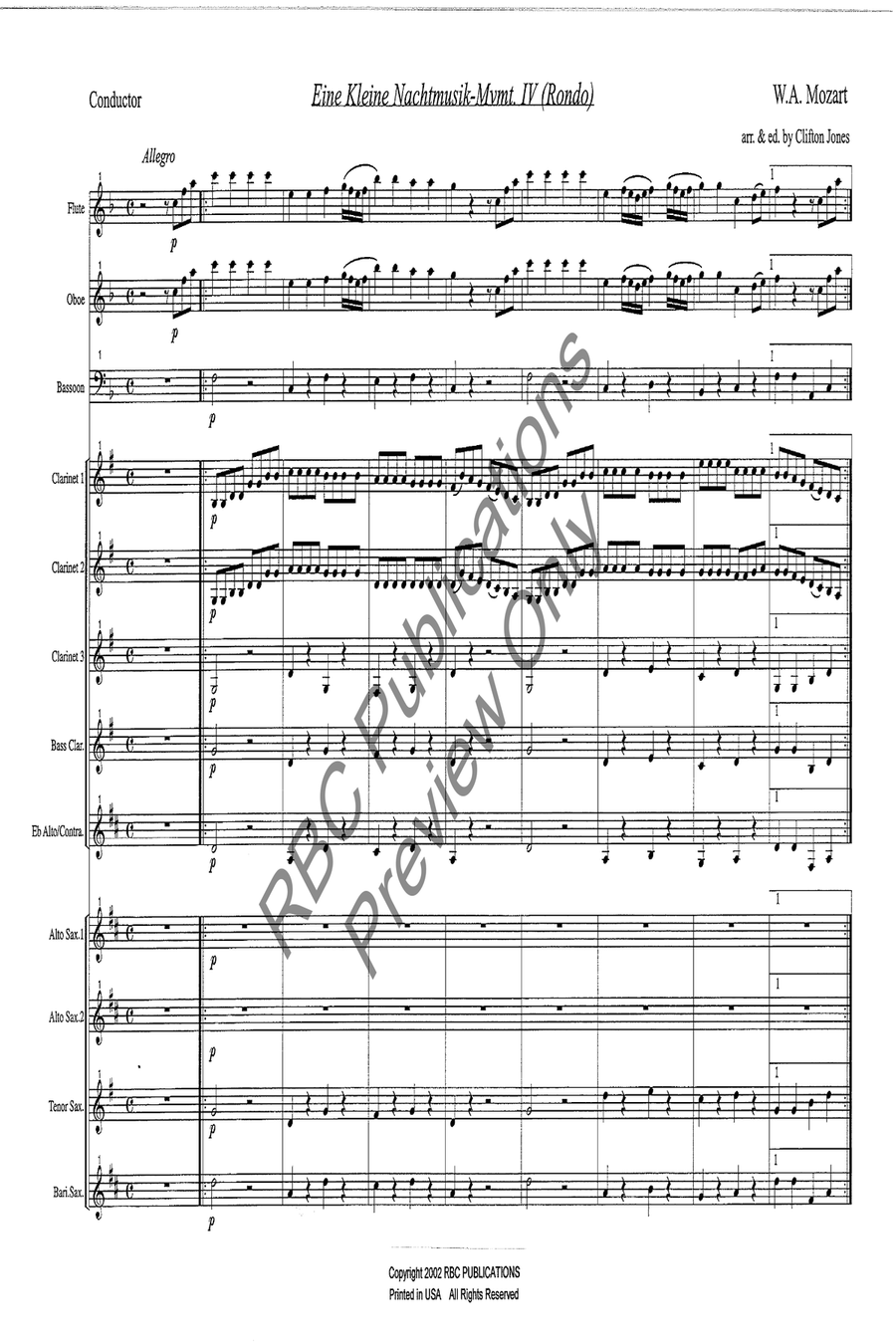 Eine Kleine Nachtmusik4Th Movement Woodwind Choir Octavo scores gallery preview page 3
