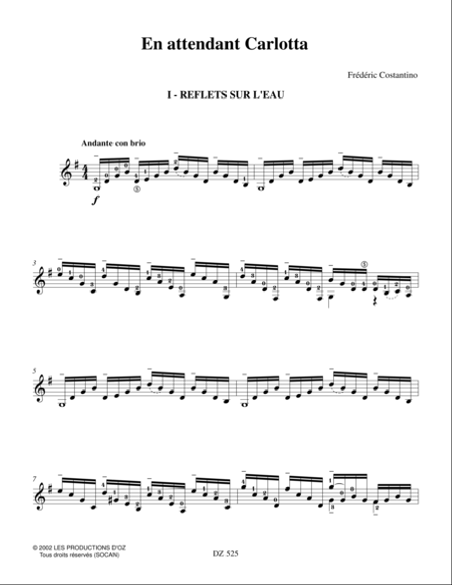 En attendant Carlotta Classical Guitar scores gallery preview page 1
