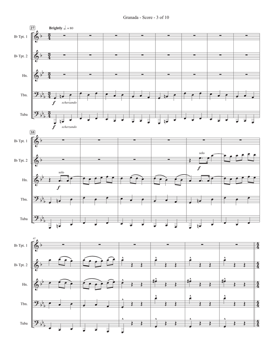 Granada - Full Score Brass Quintet scores gallery preview page 3