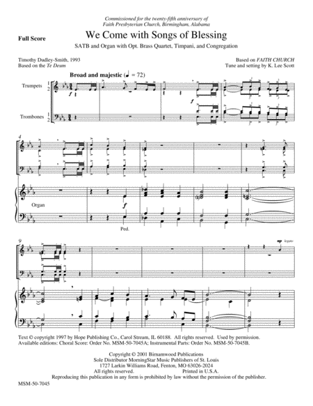 We Come with Songs of Blessing (Full Score)