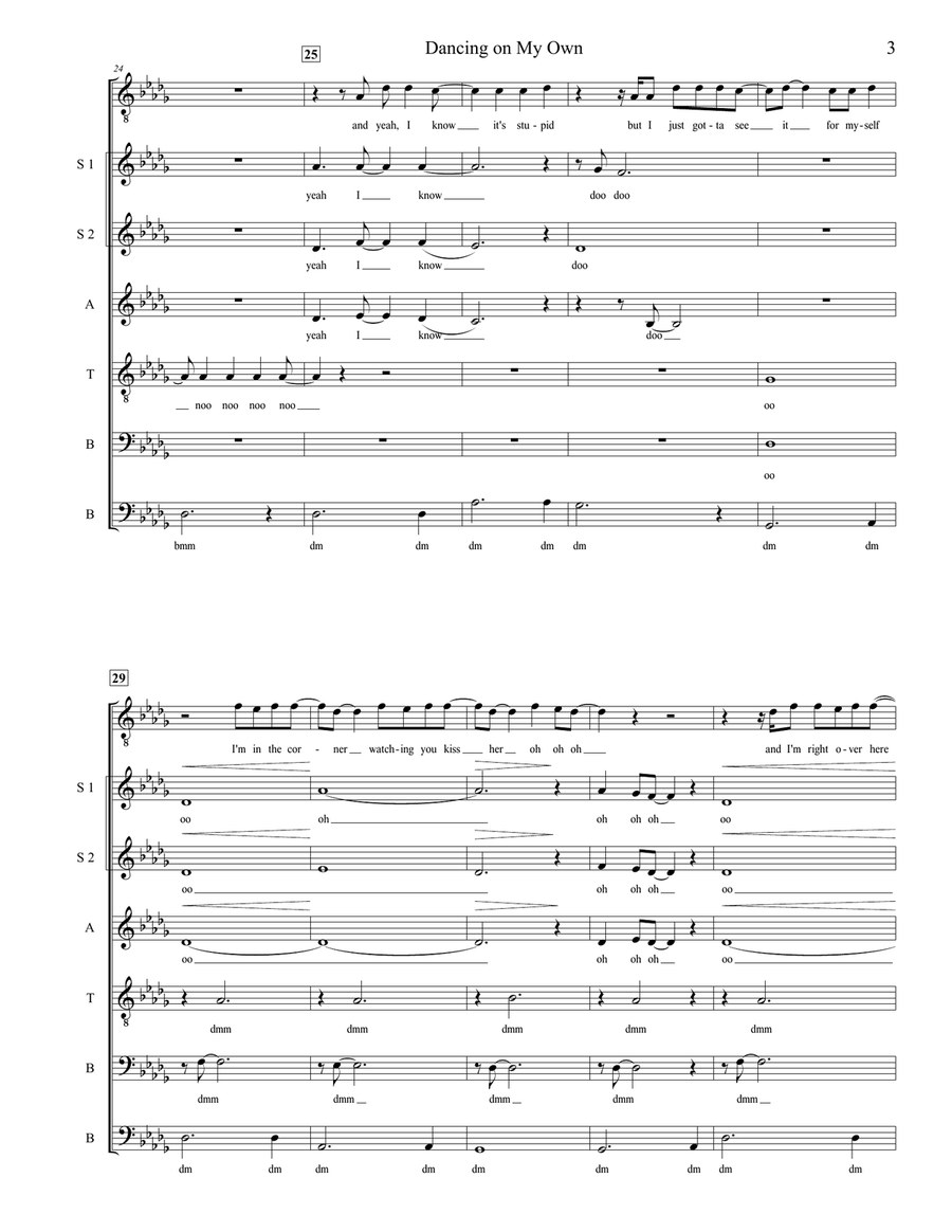 Dancing On My Own Divisi scores gallery preview page 3