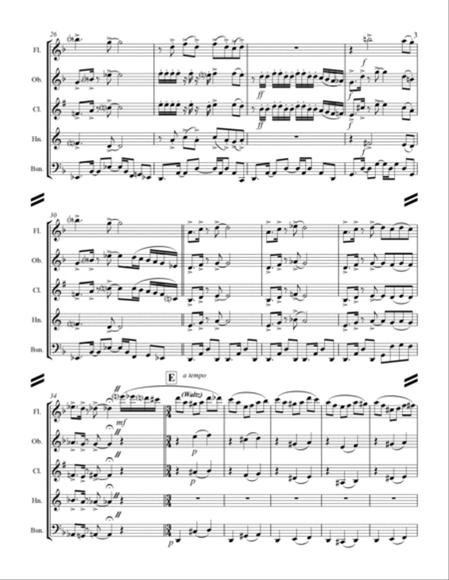 Smoke On The Water Woodwind Quintet scores gallery preview page 4