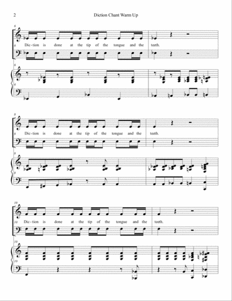 Diction Chant Warm Up Unison Choir scores gallery preview page 2