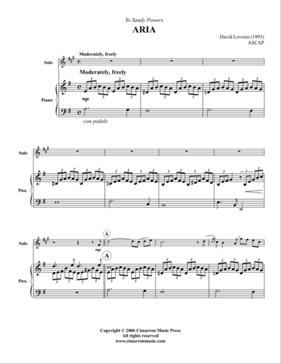 Aria Aria Clarinet Solo scores gallery preview page 1