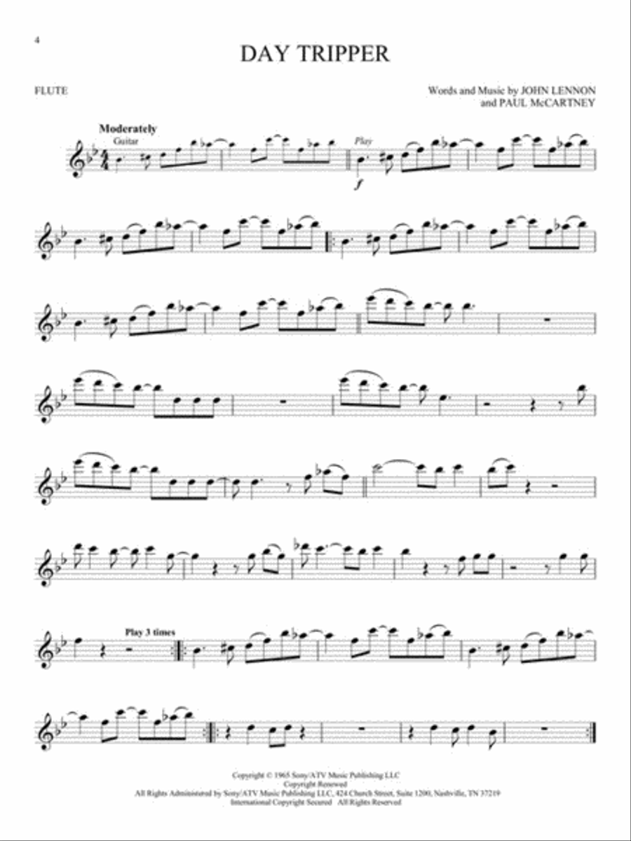 The Beatles – Instrumental Play-Along Flute Solo scores gallery preview page 5