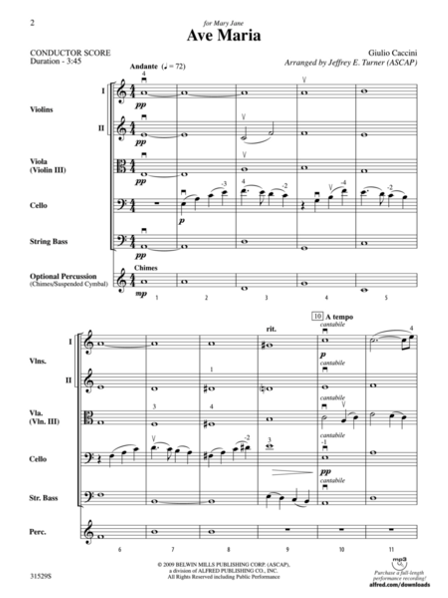 Ave Maria (score only) Ave Maria (score only) String Orchestra scores gallery preview page 2