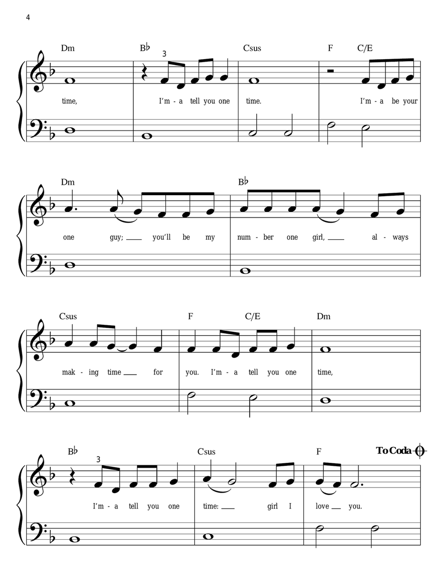 One Time Easy Piano scores gallery preview page 4
