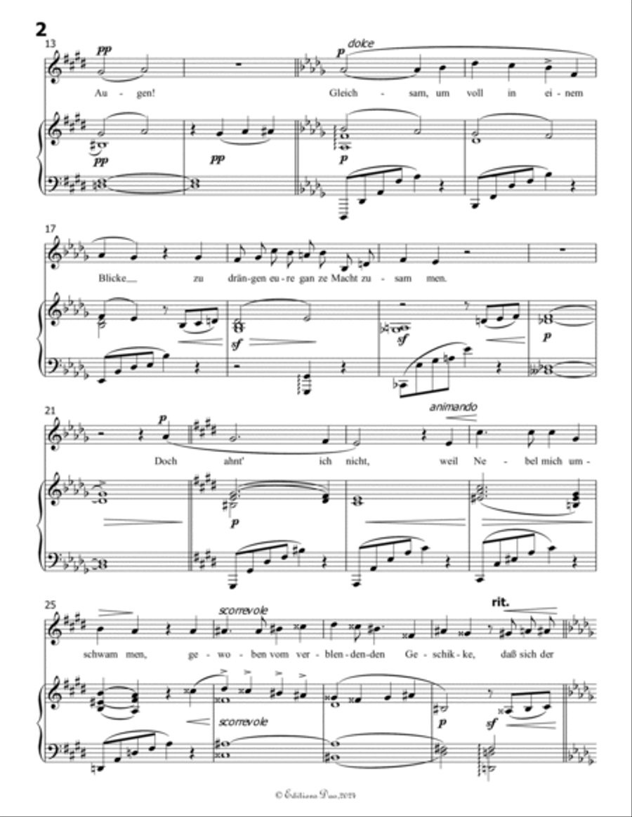 Nun seh ich wohl, by Mahler, in c sharp minor, warum so dunkle Flammen Piano, Vocal scores gallery preview page 4