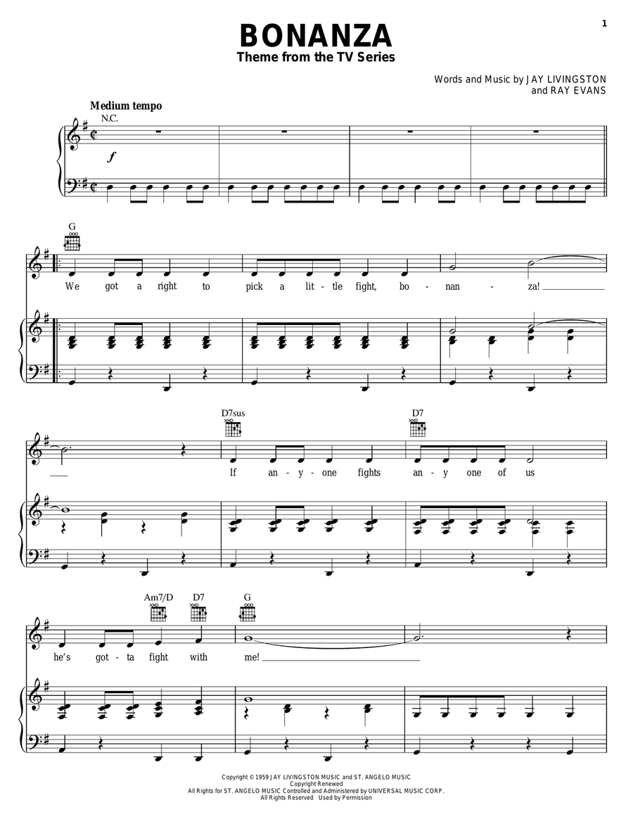 Bonanza Guitar scores gallery preview page 1