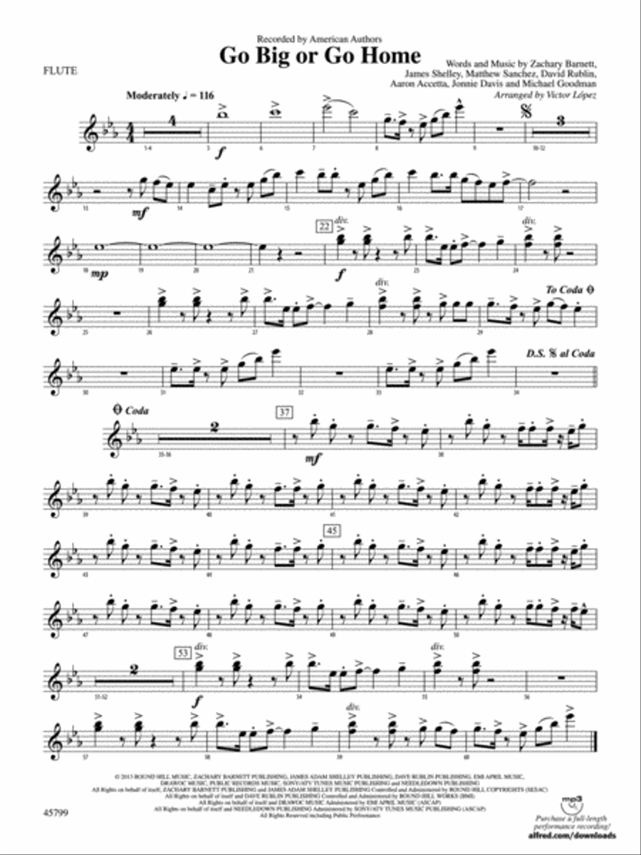 Go Big or Go Home: Flute Concert Band scores gallery preview page 1