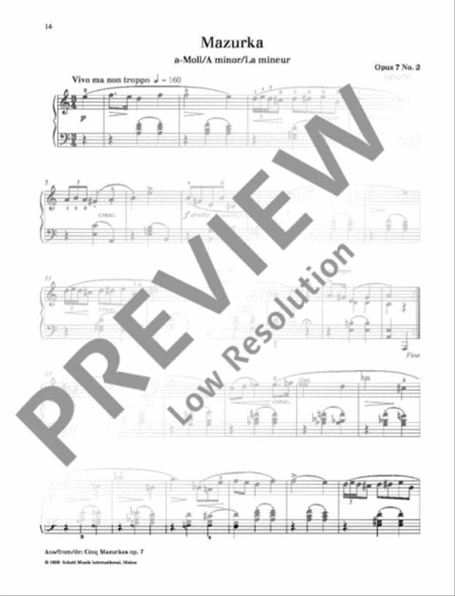 Mazurka A minor Piano Solo scores gallery preview page 2