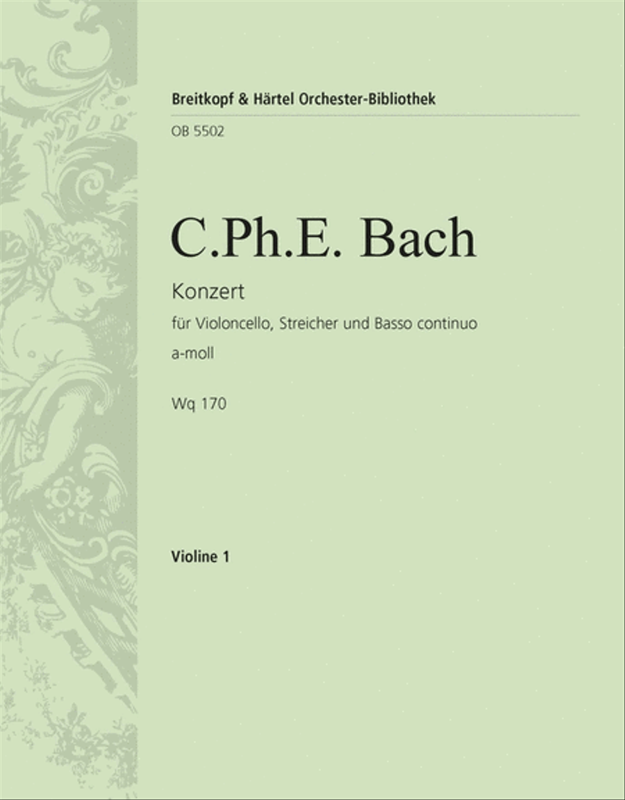 Violoncello Concerto in A minor Wq 170 Orchestra scores gallery preview page 1