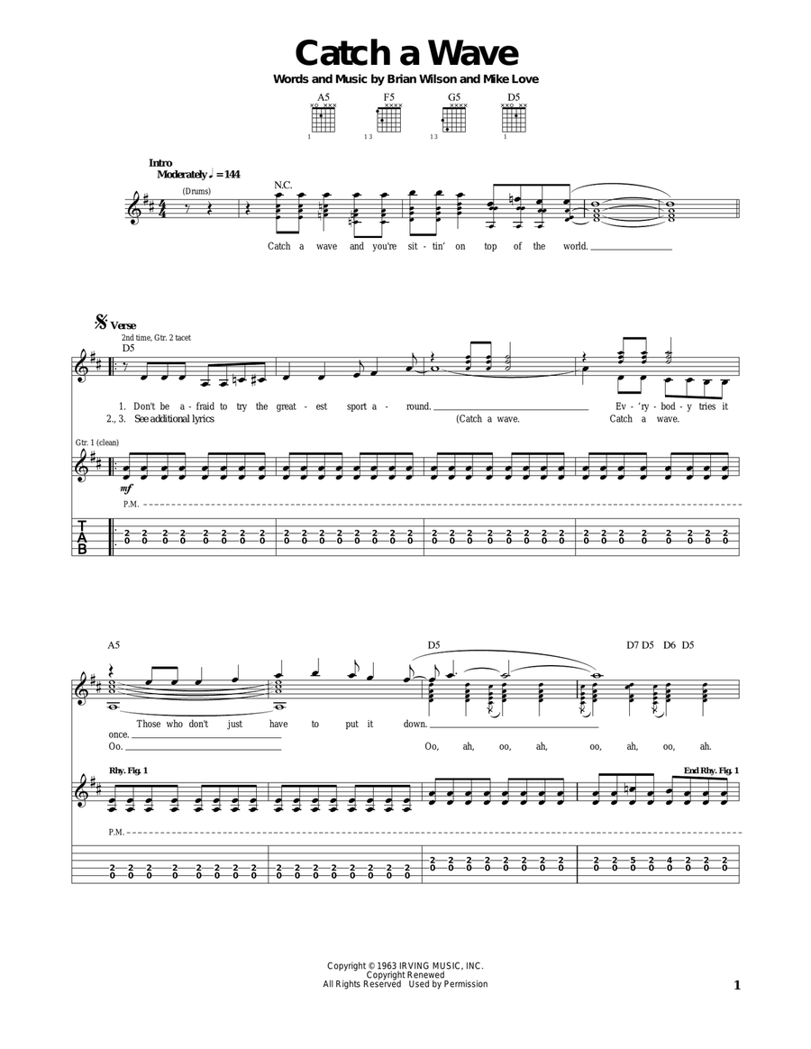 Catch A Wave Catch A Wave Acoustic Guitar scores gallery preview page 1