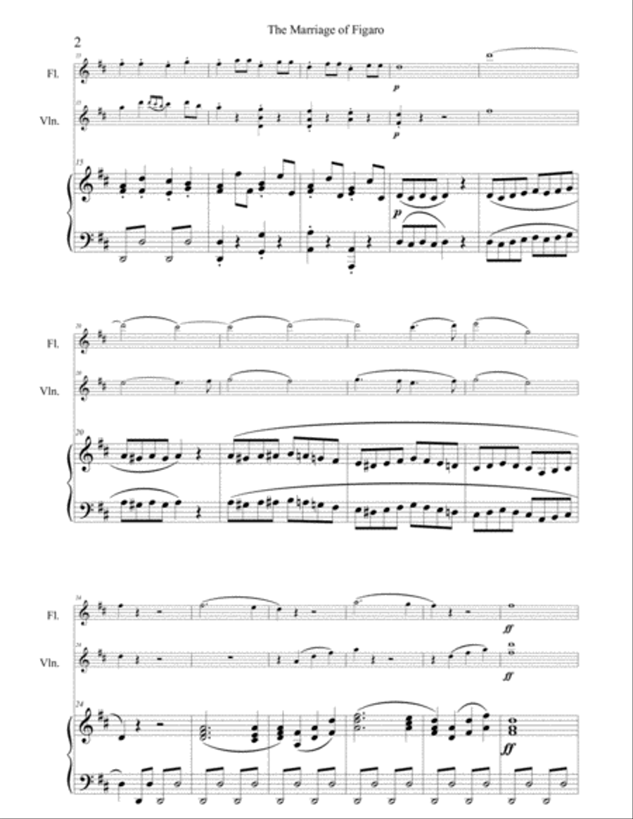 Mozart The Marriage of Figaro Symphony for Flute Violin and Piano Mozart The Marriage of Figaro Symphony for Flute Violin and Piano Small Ensemble scores gallery preview page 3