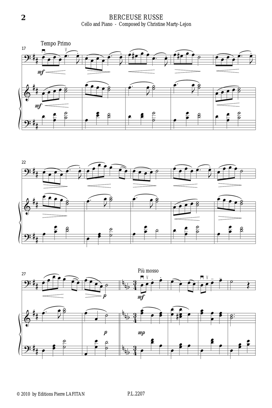 BERCEUSE RUSSE Piano scores gallery preview page 3