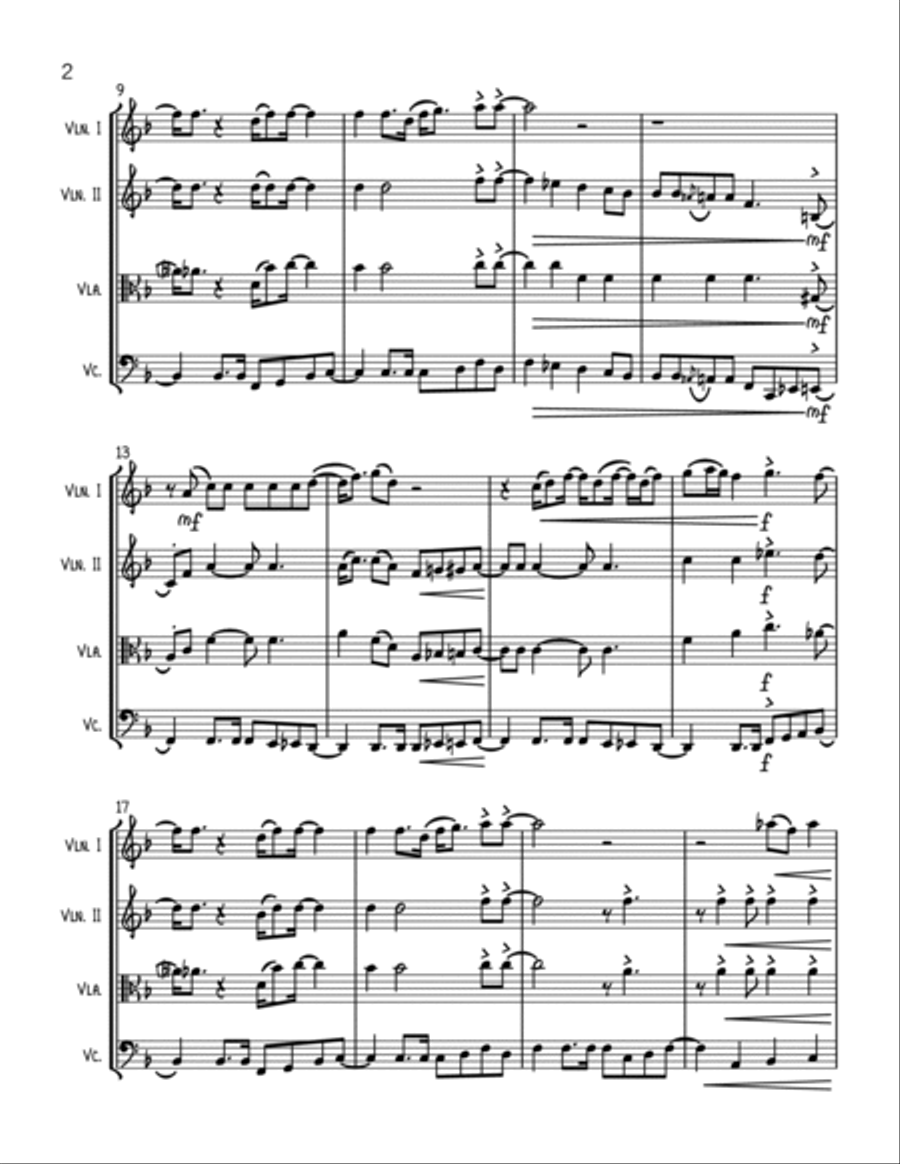 Signed, Sealed, Delivered I'm Yours String Quartet scores gallery preview page 2