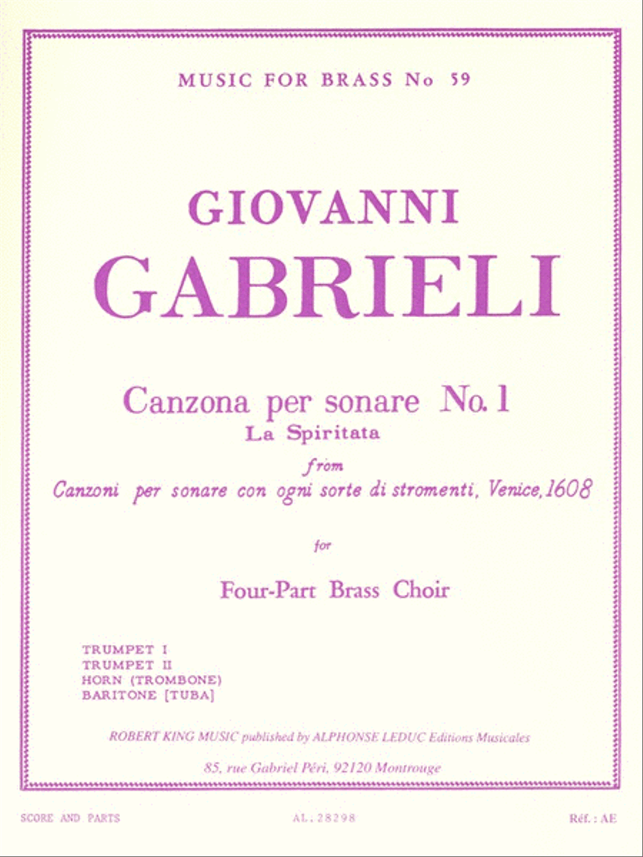 Canzona Per Sonare No. 1, For Four-part Brass Choir 4-Part scores gallery preview page 1