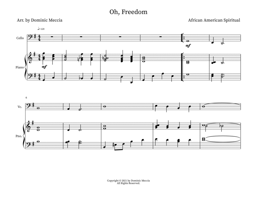 Oh, Freedom Piano scores gallery preview page 1