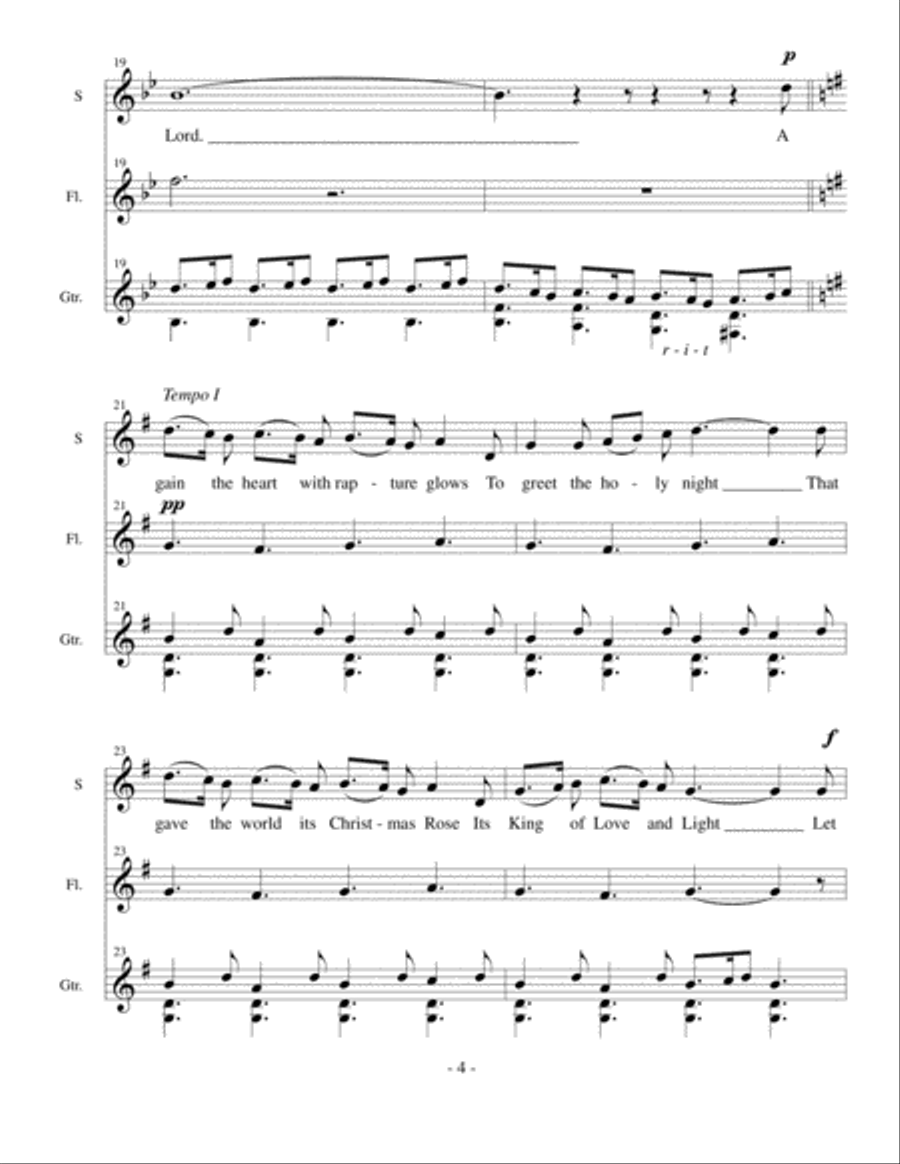 Gesu Bambino for voice, flute, and classical guitar Small Ensemble scores gallery preview page 5