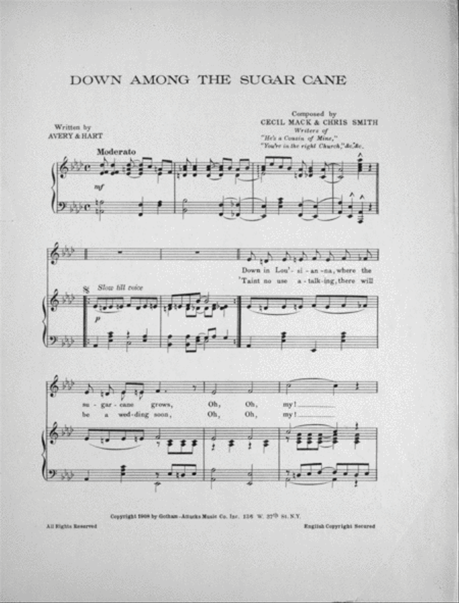 Down Among the Sugar-Cane Voice scores gallery preview page 2
