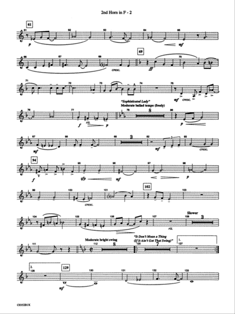 Duke Ellington! (Medley for Concert Band): 2nd F Horn Concert Band scores gallery preview page 2