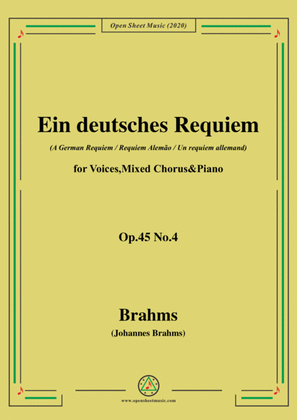 Book cover for Brahms-Ein deutsches Requiem(A German Requiem),Op.45 No.4,for Voices,Mixed Chorus&Piano