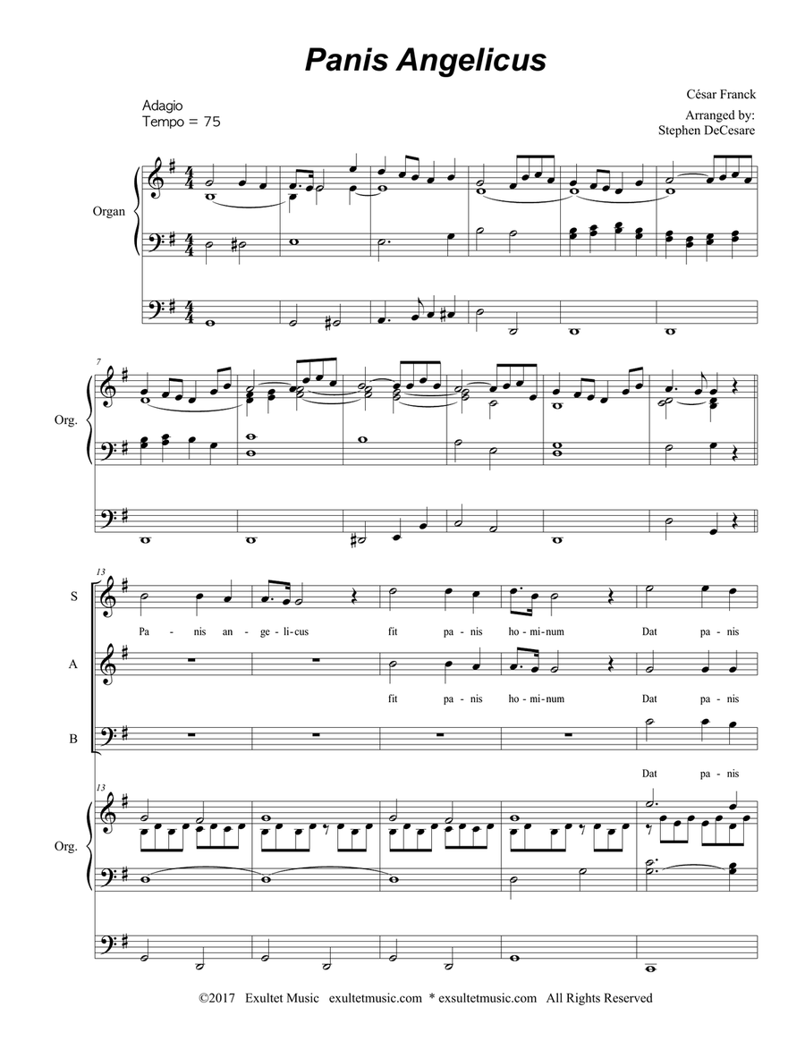 Panis Angelicus (for SAB and Organ) 3-Part scores gallery preview page 2