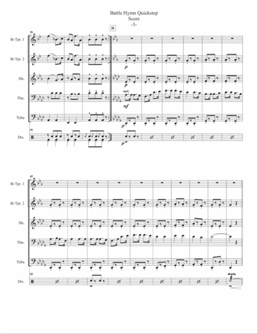 Battle Hymn of the Republic Quickstep (Civil War Brass Quintet Series) Brass Quintet scores gallery preview page 5