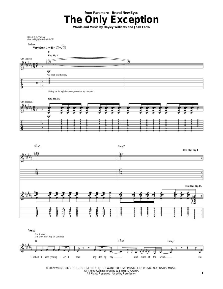 The Only Exception Acoustic Guitar scores gallery preview page 1