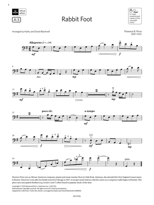 Rabbit Foot (Grade 3, A3, from the ABRSM Cello Syllabus from 2024)