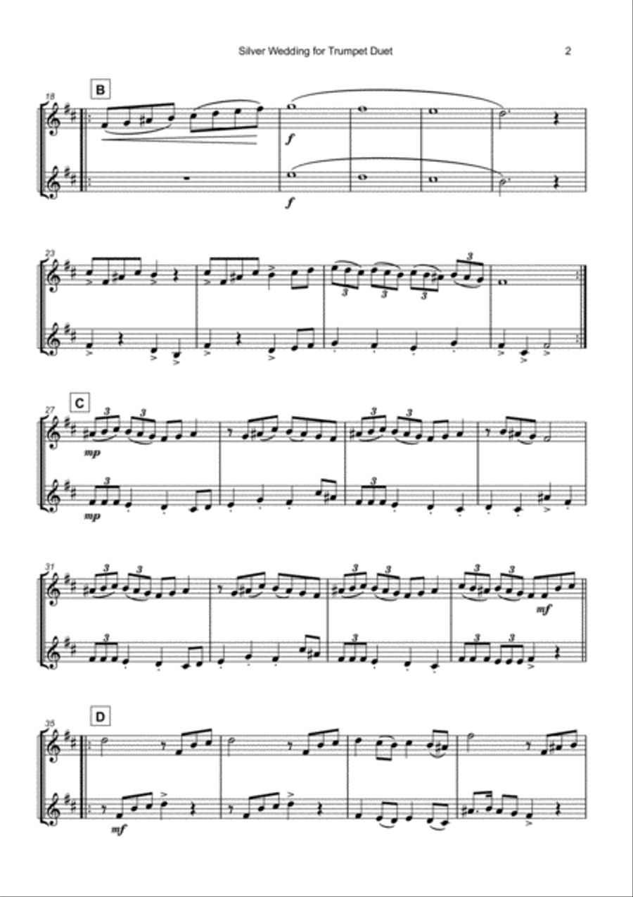 Silver Wedding, Klezmer Tune for Trumpet Duet Trumpet Duet scores gallery preview page 3