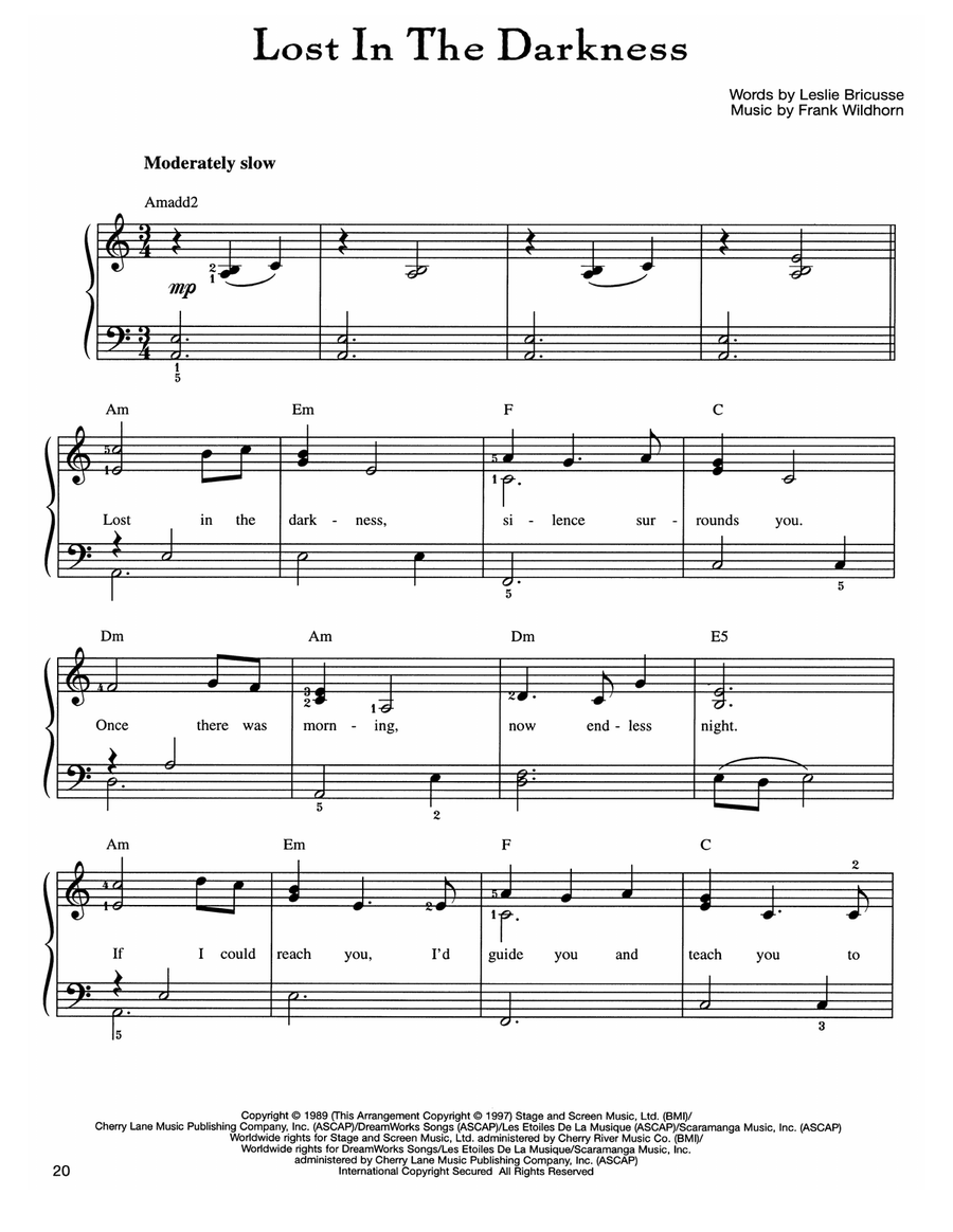 Lost In The Darkness Lost In The Darkness Easy Piano scores gallery preview page 1
