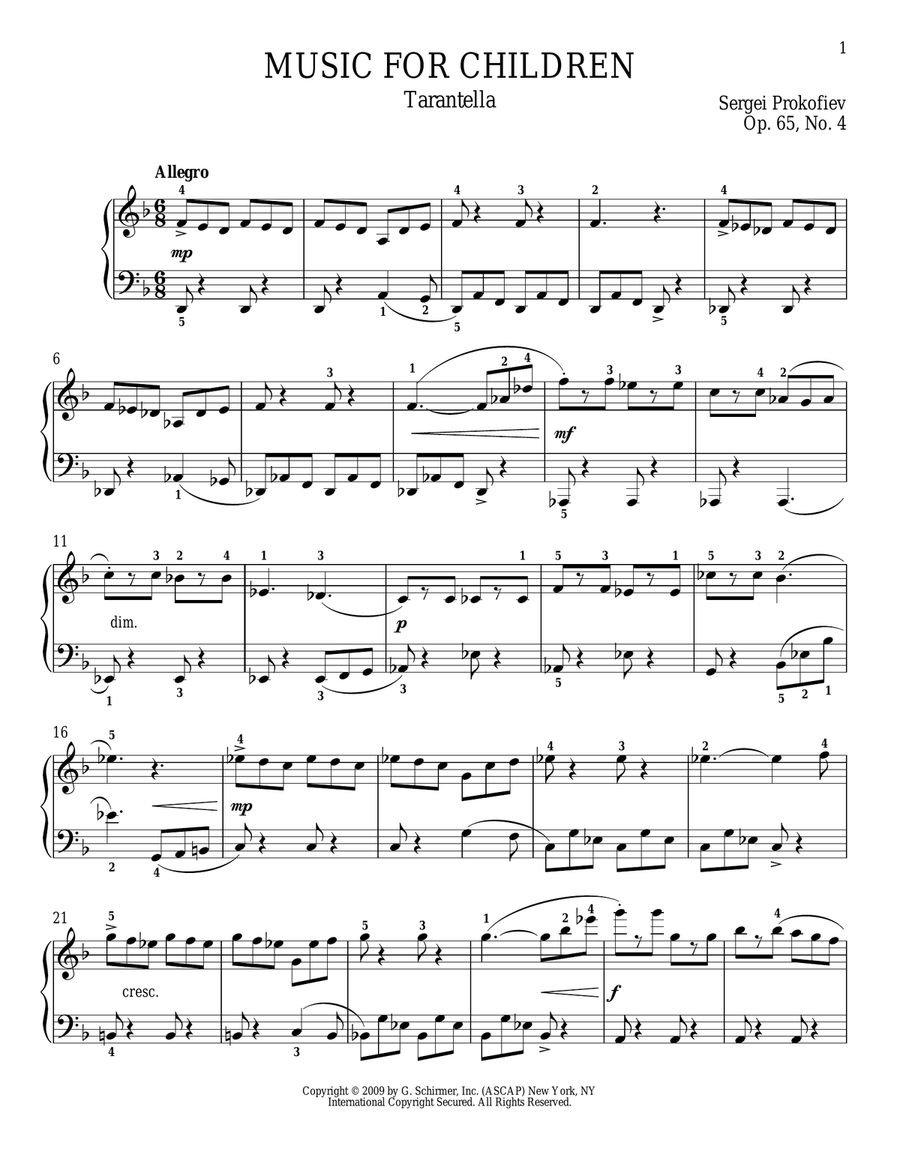 Tarantella Piano Solo scores gallery preview page 1