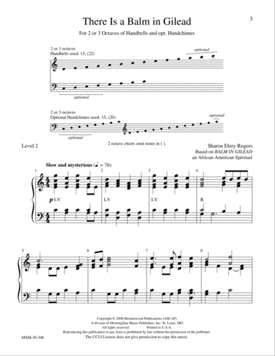 There Is a Balm in Gilead Handbell Choir scores gallery preview page 2